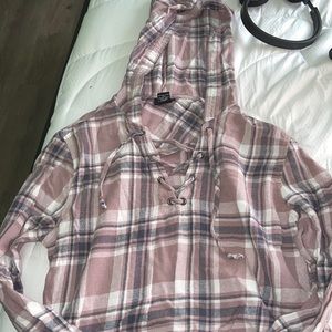 Hooded rue 21 plaid crop top